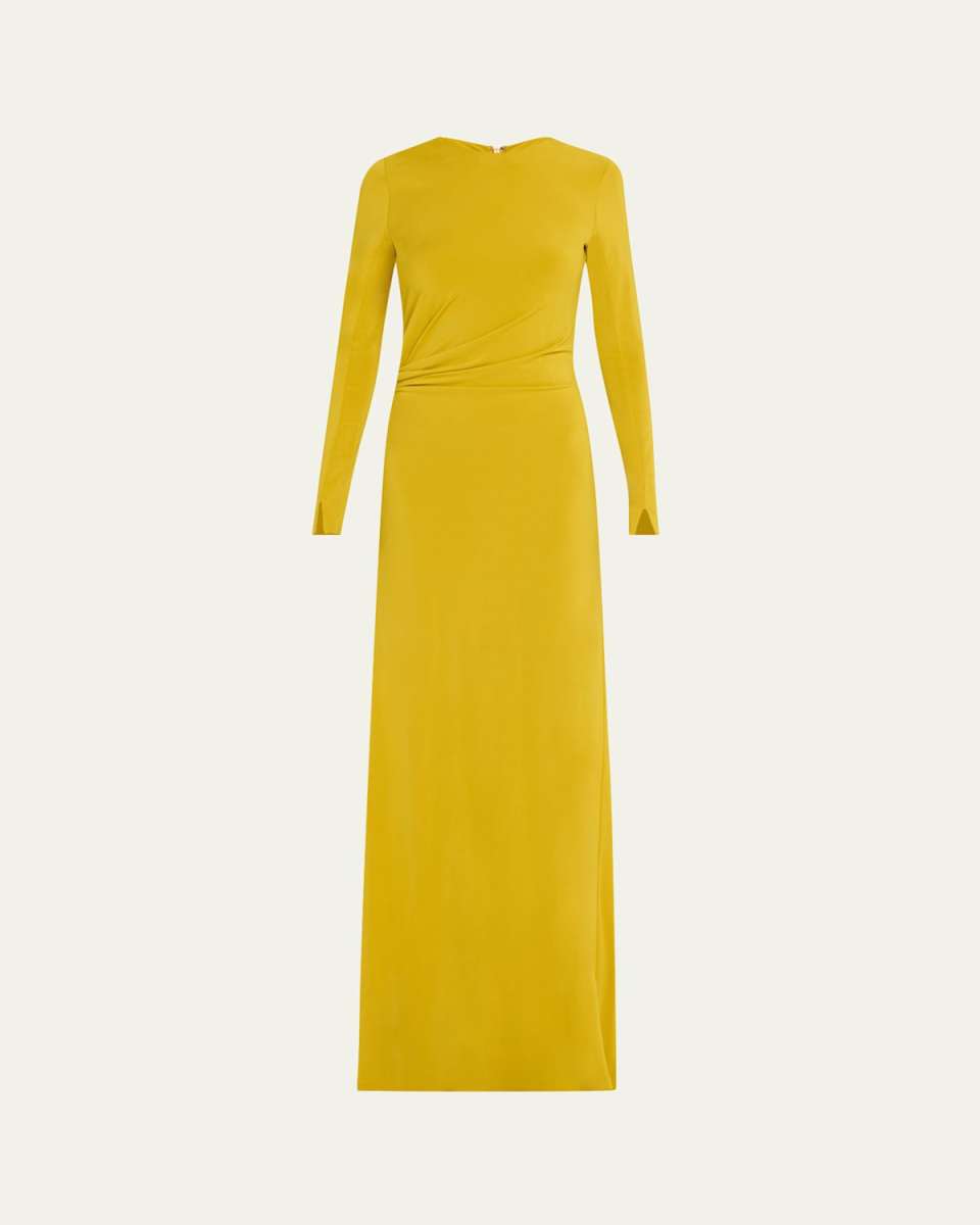 Jersey Gown With Side Waist Pleating